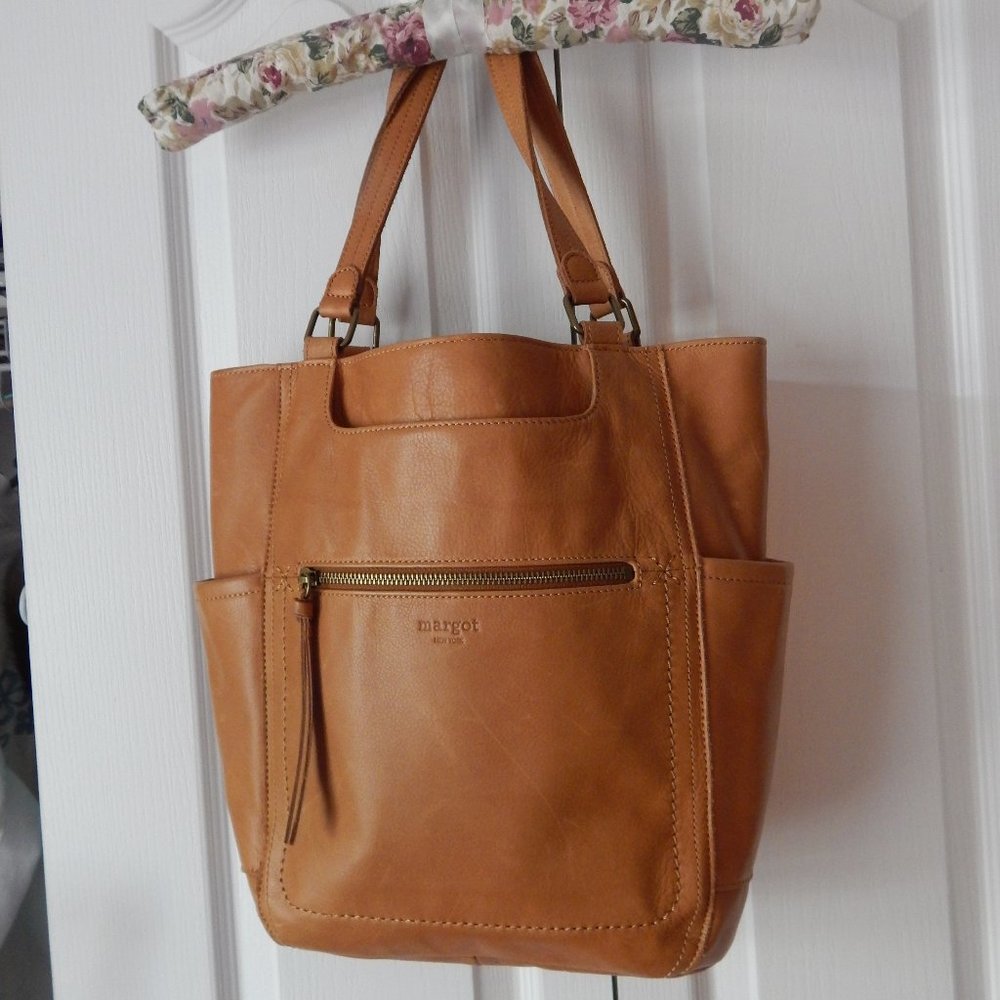 Margot New York saddle tan leather tote